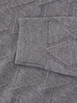 Gris chiné - Pull Reiss Mansion à col rond et losanges