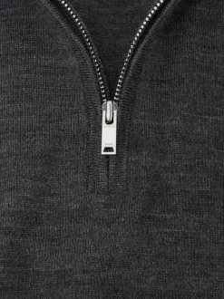 Gris chiné Derby - Pull Reiss Blackhall à quart de zip en laine mérinos