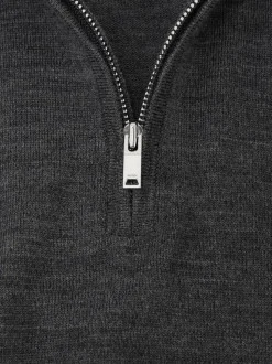 Gris chiné Derby - Pull Reiss Blackhall à quart de zip en laine mérinos