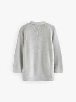 Gris clair - Manches longues Quarter Zip Knitted Polos (3mths-7yrs)