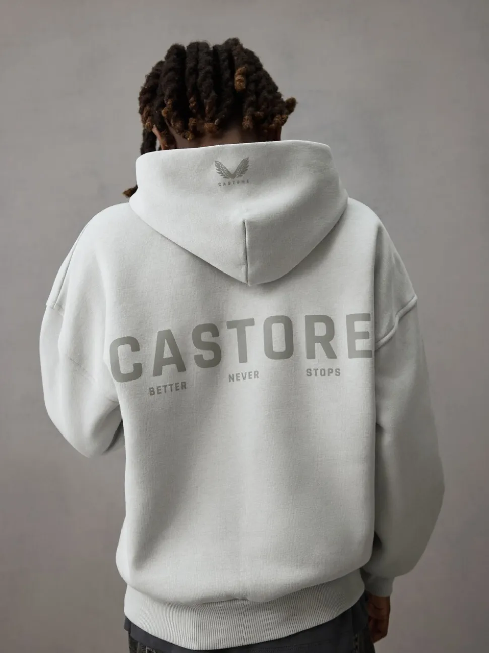 Gris clair - Sweat à capuche oversize en coton épais avec logo Castore