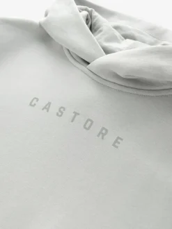 Gris clair - Sweat à capuche oversize en coton épais avec logo Castore