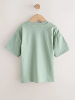 Gris clair/marron/gris foncé/vert - Lot de 4 T-shirts à Manches courtes avec Logo Graphique sur la Poitrine (3-16ans)