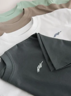 Gris clair/marron/gris foncé/vert - Lot de 4 T-shirts à Manches courtes avec Logo Graphique sur la Poitrine (3-16ans)