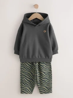 Gris de charbon de bois - Ensemble Sweat-shirt à capuche et Joggers (3mths-7yrs)