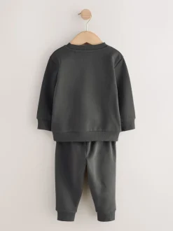 Gris de charbon de bois - Ensemble sweat-shirt et jogging (3mois-7ans)