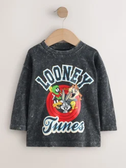 Gris de charbon de bois - T-shirt Looney Tunes à manches longues (3mois-8ans)