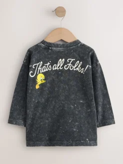 Gris de charbon de bois - T-shirt Looney Tunes à manches longues (3mois-8ans)