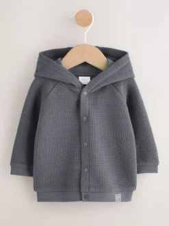 Gris de charbon de bois - Veste BÉBÉ légère en jersey texturé (0mois à2ans)