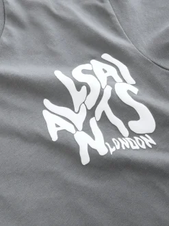 Gris de charbon de bois - T-shirt smALLSAINTS oversize à logo Orlando et Col rond