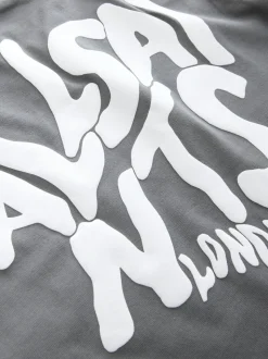 Gris de charbon de bois - T-shirt smALLSAINTS oversize à logo Orlando et Col rond