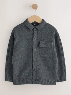 Gris de charbon de bois - Cardigan en maille (3-16ans)