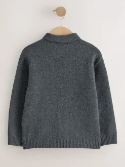 Gris de charbon de bois - Cardigan en maille (3-16ans)