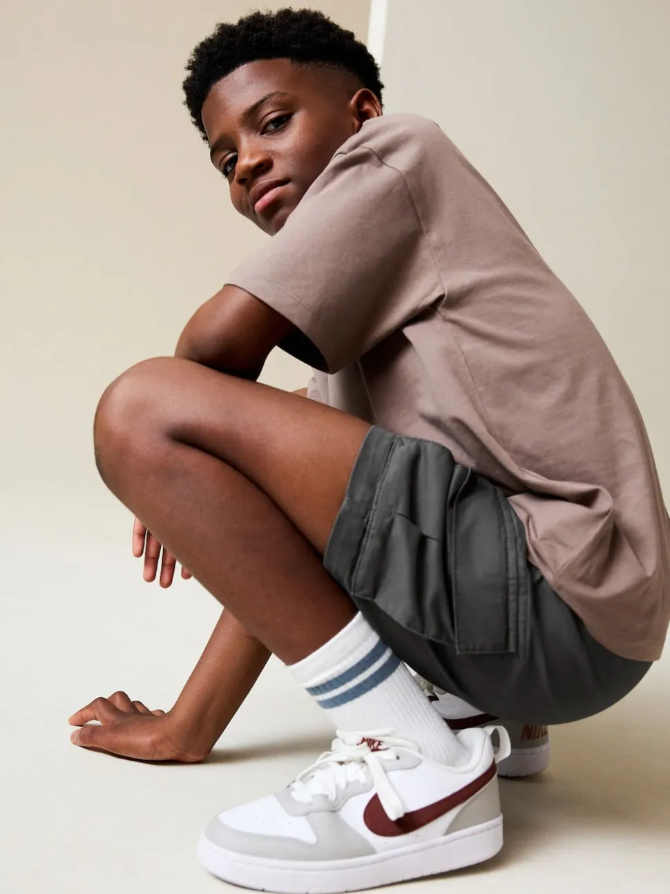 Gris de charbon de bois - Short cargo (3-16ans)