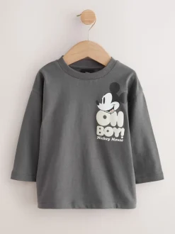 Gris de charbon de bois - T-shirt à manches longues Mickey Mouse (3mths-8yrs)