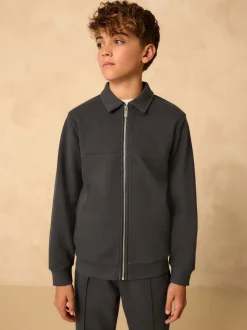 Gris de charbon de bois - Ensemble bomber à col habillé (3-16ans)