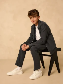 Gris de charbon de bois - Ensemble bomber à col habillé (3-16ans)