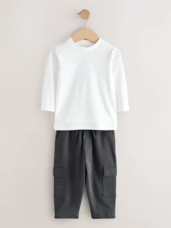 Gris de charbon de bois - Ensemble 3 pièces T-shirt et Survêtement (3mois-7ans)