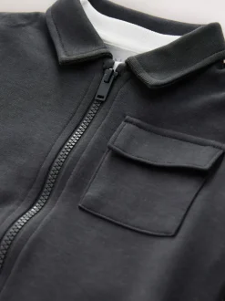 Gris de charbon de bois - Ensemble 3 pièces T-shirt et Survêtement (3mois-7ans)