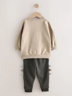 Gris et anthracite à pointes de dinosaures - Ensemble Sweat-shirt et Survêtement (3mois à7ans)