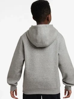 Gris foncé chiné - Sweat à capuche Nike Club en polaire à enfiler