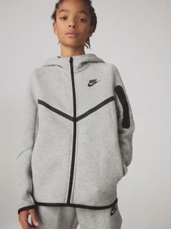 Gris foncé chiné - Sweat à capuche zippé Nike Tech Fleece