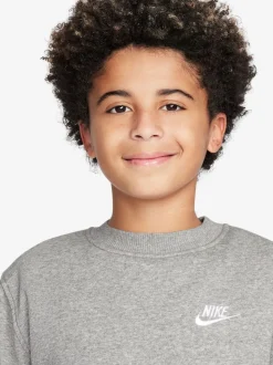 Gris foncé chiné - Sweat Nike Club en polaire