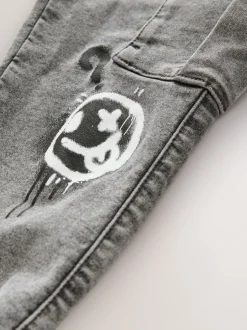 Gris Graffiti - Jean cargo à taille élastique (3-16ans)