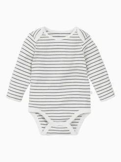 Gris/Blanc - Body MORI à encolure enveloppe à manches longues