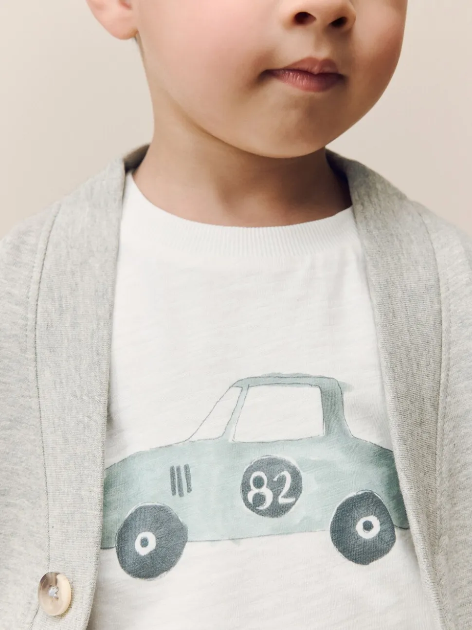 Gris/Blanc - Ensemble T-shirt et Pantalons Cardigan 3 pièces (3mois-7ans)