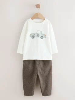 Gris/Blanc - Ensemble T-shirt et Pantalons Cardigan 3 pièces (3mois-7ans)