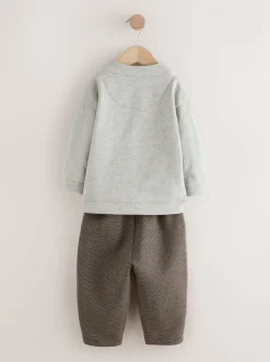Gris/Blanc - Ensemble T-shirt et Pantalons Cardigan 3 pièces (3mois-7ans)
