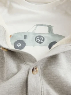 Gris/Blanc - Ensemble T-shirt et Pantalons Cardigan 3 pièces (3mois-7ans)