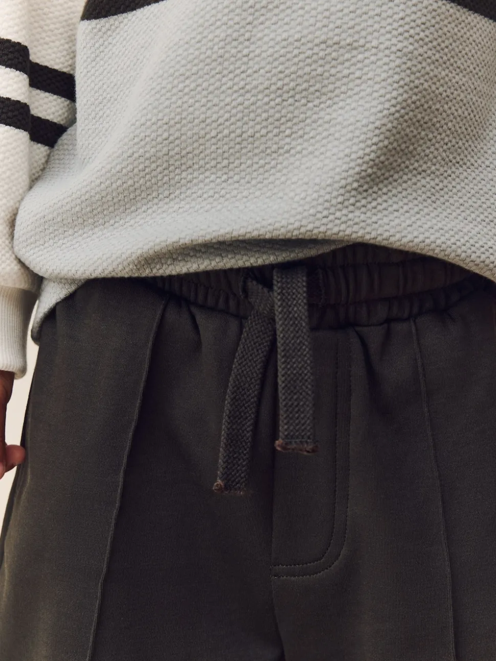 Gris/blanc zippé - Ensemble polo et jogging à manches longues (3mois-7ans)