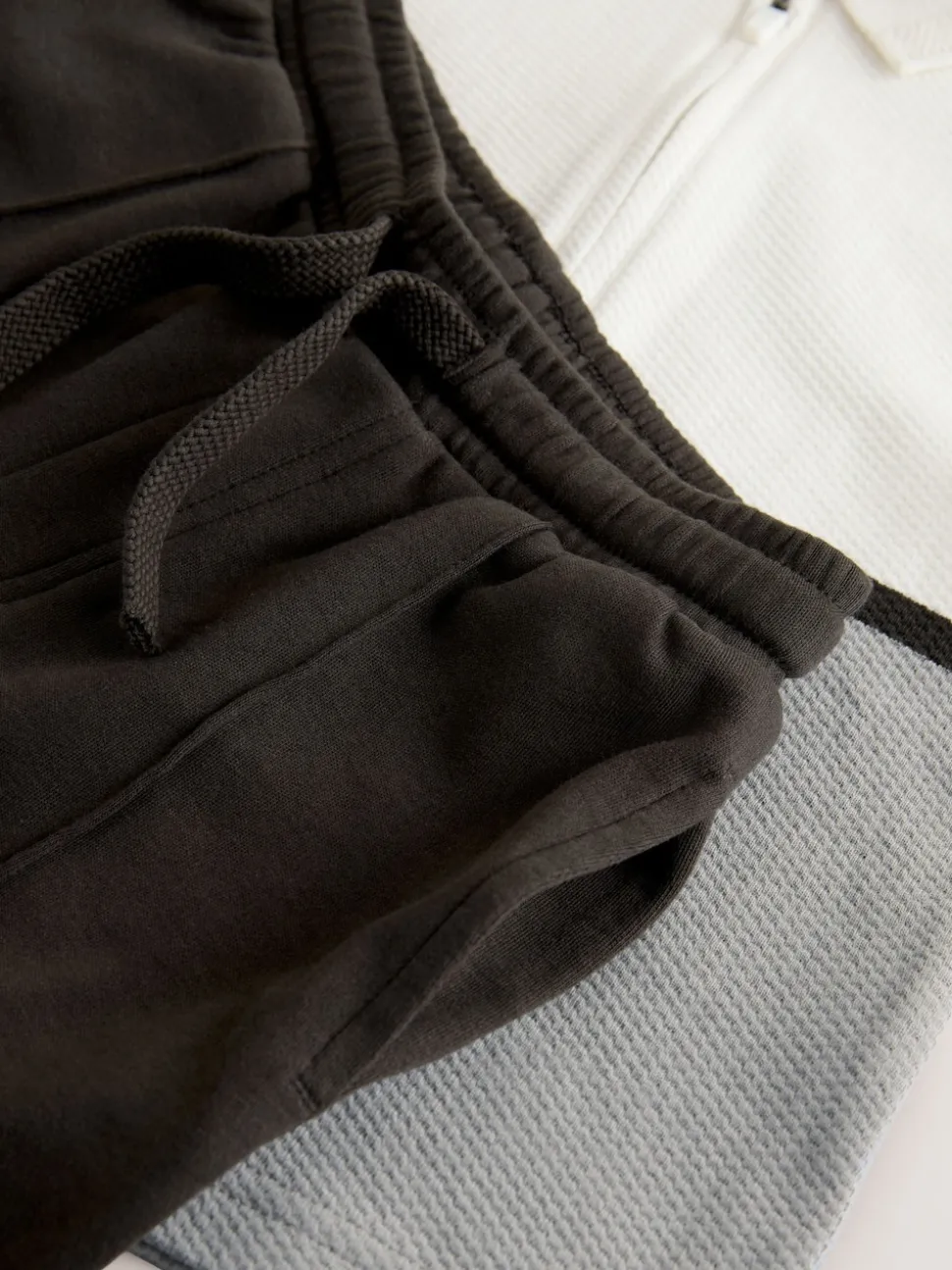 Gris/blanc zippé - Ensemble polo et jogging à manches longues (3mois-7ans)