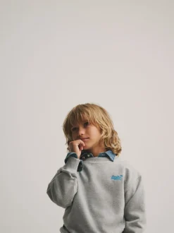 Gris/Bleu - Ensemble Superdry sweat et short