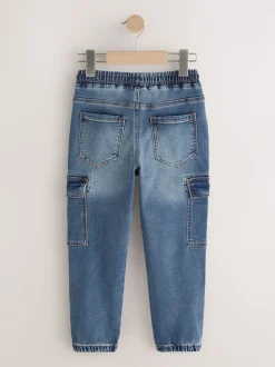 Gris/Bleu - Jean cargo avec taille élastiquée, lot de 2 (3-16ans)