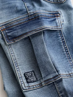 Gris/Bleu - Jean cargo avec taille élastiquée, lot de 2 (3-16ans)
