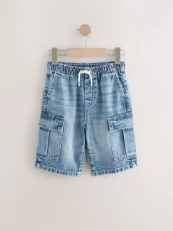 Gris/bleu moyen - Short cargo en jean 100% coton Lot de 2 (3-16ans)