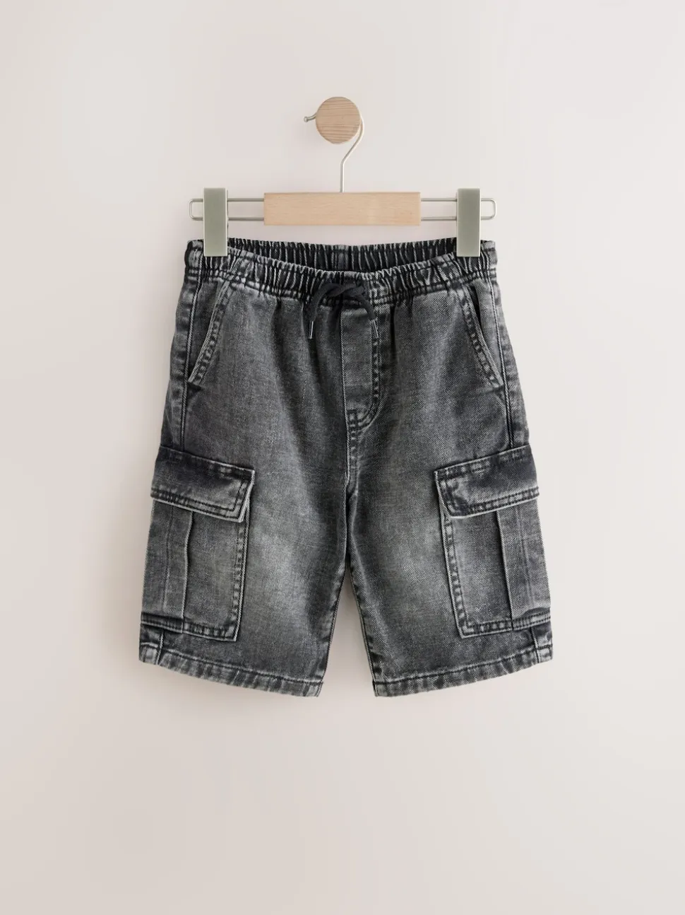 Gris/bleu moyen - Short cargo en jean 100% coton Lot de 2 (3-16ans)