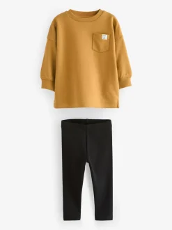 Gris/jaune ocre - Lot de 2 ensembles t-shirt et legging à manches longues (3mois-7ans)