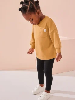 Gris/jaune ocre - Lot de 2 ensembles t-shirt et legging à manches longues (3mois-7ans)