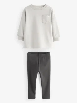 Gris/jaune ocre - Lot de 2 ensembles t-shirt et legging à manches longues (3mois-7ans)