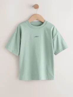 Gris/jaune/minéral/rouge - Lot de 4 T-shirts à Manches courtes avec Logo Graphique sur la Poitrine (3-16ans)