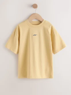 Gris/jaune/minéral/rouge - Lot de 4 T-shirts à Manches courtes avec Logo Graphique sur la Poitrine (3-16ans)