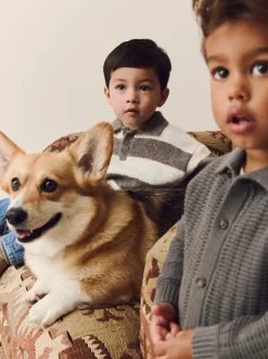 Gris/marron - Polo de rugby en maille rayée (3mois-7ans)