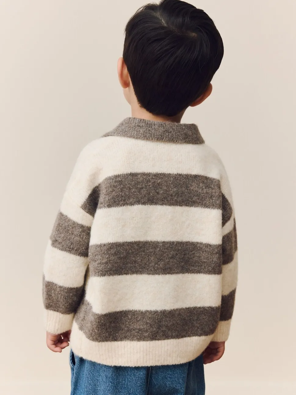 Gris/marron - Polo de rugby en maille rayée (3mois-7ans)