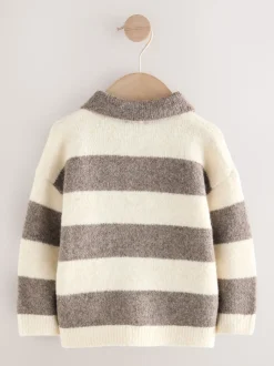 Gris/marron - Polo de rugby en maille rayée (3mois-7ans)