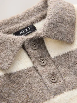 Gris/marron - Polo de rugby en maille rayée (3mois-7ans)