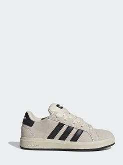Gris/Noir - Baskets adidas Grand Court 00s en daim et dentelle pour enfant